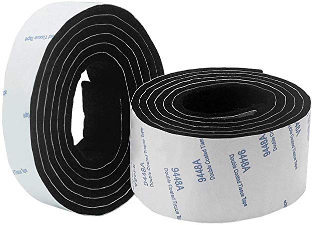 Shintop Felt Tape DIY Adhesive Heavy Duty Felt Strip Roll Cut into Any Shape to Protect Your Hardwood and Laminate Flooring (2 Rolls of Different Size, Black)