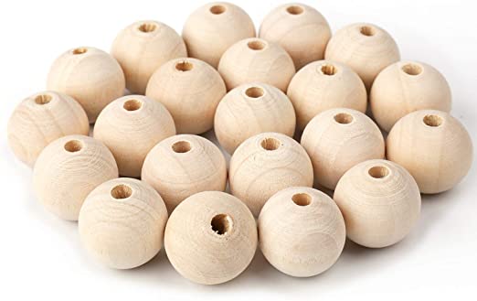 Foraineam 150 Pcs 1 Inch / 25mm Wood Beads Round Wooden Spacer Beads Unfinished Natural Wood Loose Beads