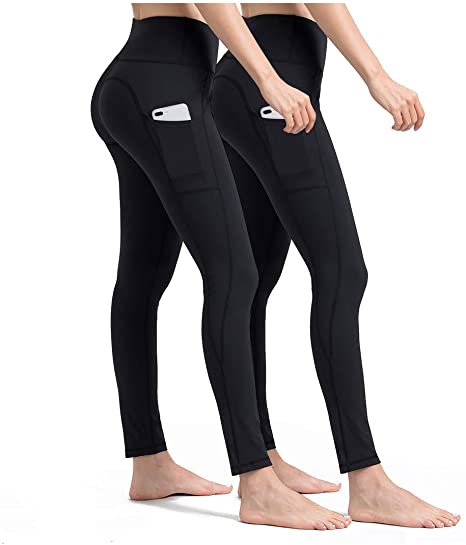 ALONG FIT Yoga Pants for Women with Phone Pockets, Compression Workout Leggings Tummy Control