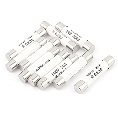 uxcell 10 Pcs 500V 30A Low Breaking Capacity 6x30mm Cartridge Ceramic Fuses