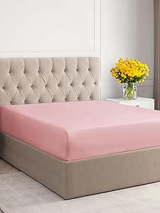 Twin XL Size Fitted Bed Sheet - Hotel Luxury Single Fitted Sheet Only - Fits Mattress Up to 16 - Extra Soft, Wrinkle Free, Breathable - Bottom Fitted Sheet - Baby Pink Single Fitted Sheet Only