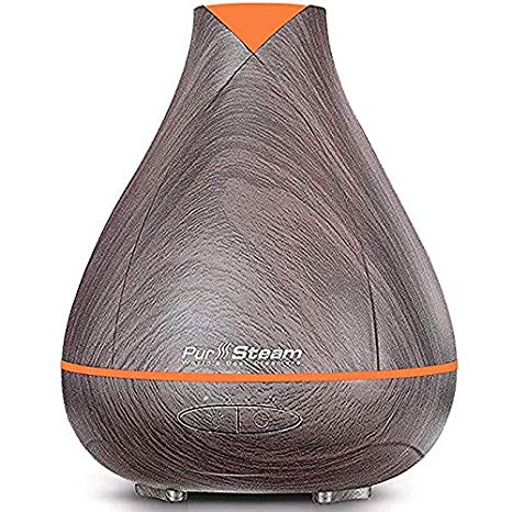PurSteam Essential Oil Diffuser, Wood Grain Aromatherapy Diffuser Ultrasonic Cool Mist Humidifier with Color LED Light Changing and Waterless Auto Shut-off for Bedroom Office Home Baby Room Yoga