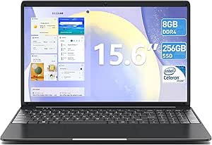 SGIN 15.6 Inch Laptop, Laptops Computer 8GB DDR4 256GB SSD with Celeron Processor (up to 2.6 GHz), UHD Graphics 600, Bluetooth 5.0, Webcam, Mini HDMI, USB3.0, 7000mAh