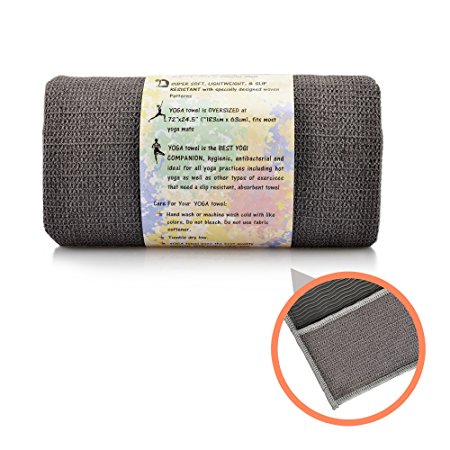New Generation Yoga Towel 72 x 25 Inches, Microfiber Yoga Towel with Silicone Beads, Absorbent Washable Non Slip Yoga Mat, Free Carry Bag by ABC Life