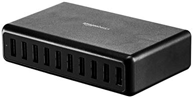 AmazonBasics 60W 10-Port Multi USB Wall Charger, Black