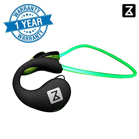 Zakk Firefly Bluetooth Headset With LED Light Cable/built in microphone/Bluetooth earphone/9 hrs of playback time/wireless headphone/bluetooth heaphone/noise cancellation/10 m range/ wireless earphones