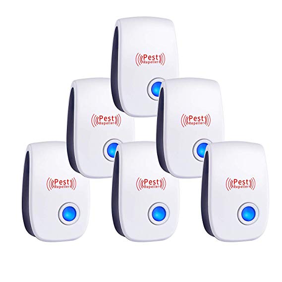 Ultrasonic Pest Repeller 6 Packs,Newest Pest Control Electronic Indoor Plug in for Insects Mosquitoes,Mice,Ants,Roaches,Spiders,Bugs,Flies, Best Repellent for Children and Pets' Safe