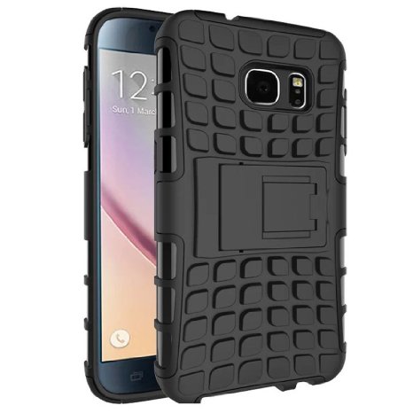 Galaxy S7 Case, MoboZx [Premium Dual Layer] [Rugged Shield   Flexible TPU] Protective Heavy Duty Anti-Slippery Scratch-Resistant Shock-Absorbent Bumper With Kickstand For Samsung Galaxy S7 (Black)