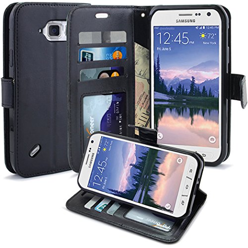 S6 Active Case, LK Galaxy S6 Active Wallet Case, Luxury PU Leather Case Flip Cover with Card Slots & Stand For Samsung Galaxy S6 Active, BLACK