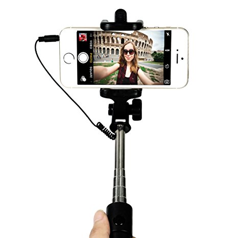 aBrilliantLife Professional Foldable Selfie Stick, Handheld Extendable Wired Monopod Portrait Taker & Video Recorder UNIVERSAL FIT for iPhone6/6s Plus,Galaxy S7 Edge  Note 6,Nexus6, Lumia, HTC M10