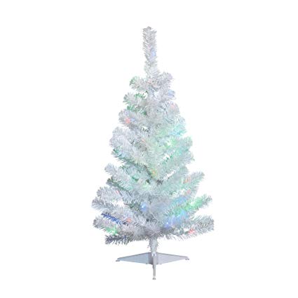NOMA 3-Foot Pre-lit Christmas Tree with Lights | White Tabletop Tree | Color-Changing LED Bulbs | Warm White and Multicolor Lights