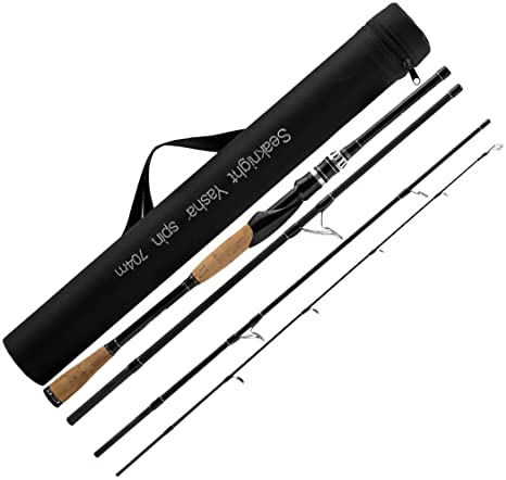 SeaKnight Yasha Casting & Spinning Fishing Rods Portable Travel 4 Sections Rod Lightweight Carbon Fiber Fishing Pole Salt/Fresh Water Medium Power Smooth Guides 7ft-10ft