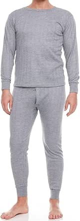 Glory Max Men Fleece Lined 100% Cotton Thermal Long Johns Top Bottom Underwear Set