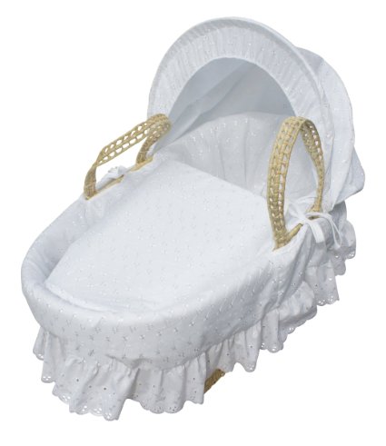 Kinder Valley Broderie Anglaise Moses Basket (White)