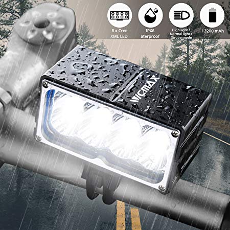 VICMAX Led Bicycle Light A8 7200 Lumens 8Pcs x Cree XM-L2 U2, with Waterproof Box IPX-6 Water proofing