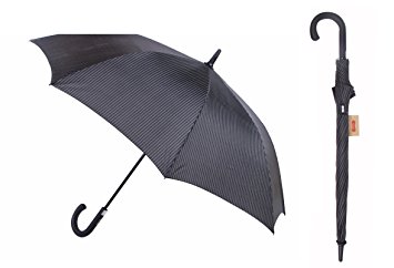 Parachase Men's Ultrastrong Windproof Stick Umbrella Black Pinstripe