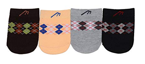 Mabua Anti-slip Argyle Half Socks 4 Pack