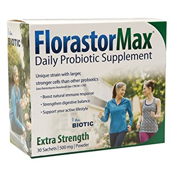 Florastor Max Daily Probiotic Supplement Packets, Extra Strength, 500mg, 2.7 oz