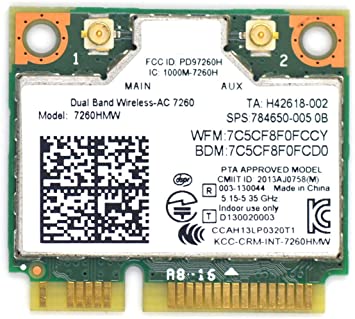 7260HMW Laptop Network Card,7260AC AC 7260 Half Mini PCI-E Card Laptop WiFi Card Upgrade 2.4GHz 5GHz WiFi Band Bluetooth