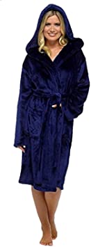VESNIBA Dressing Gown Women | Ladies Hooded Fleece Fluffy Bath Robe | Super Soft Ladies Bathrobe Housecoat Loungewear Long Robe | Gifts for Her Mum