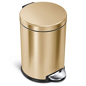 simplehuman 4.5 litre round step trash can, brass stainless steel