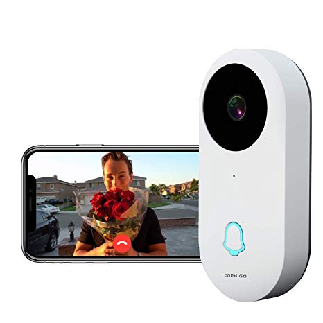 DophiGo 960P Wi-Fi Enabled Smart Video Camera Wireless Doorbell Button Chime, Real Time Live View (Wake-Up Mode), Cloud Service, No Motion Detection, No False Alarms, APP Control for iOS Android