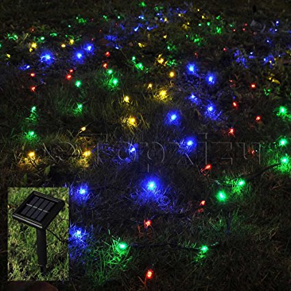 1.5M*2M Outdoor Solar Net Led String Lights Christmas,eTopxizu 100led Solar Powered Outdoor Home Garden Path String Light Lamp Lawn Wall for Outside Garden Camping Patio Party Christmas(Multicolor)