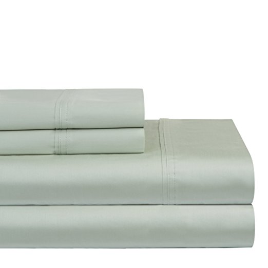 Pointehaven 400 TC Deep Pocket 100-Percent Pima Cotton Sheet Set, Sage, Queen