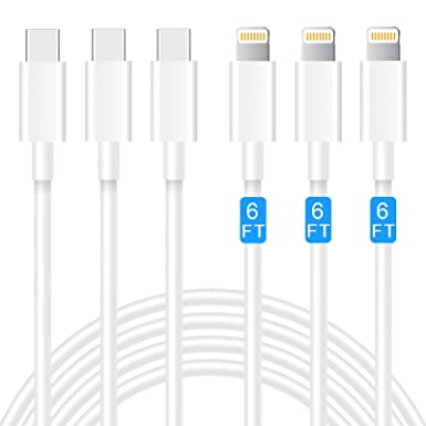 iPhone Fast Charger Cable, [Apple MFi Certified] 3Pack 6FT USB C to Lightning Cable 20W PD Fast Charging Syncing Power Delivery Type C Cord Compatible with iPhone 13 12 Pro Max Mini 11 XS XR X