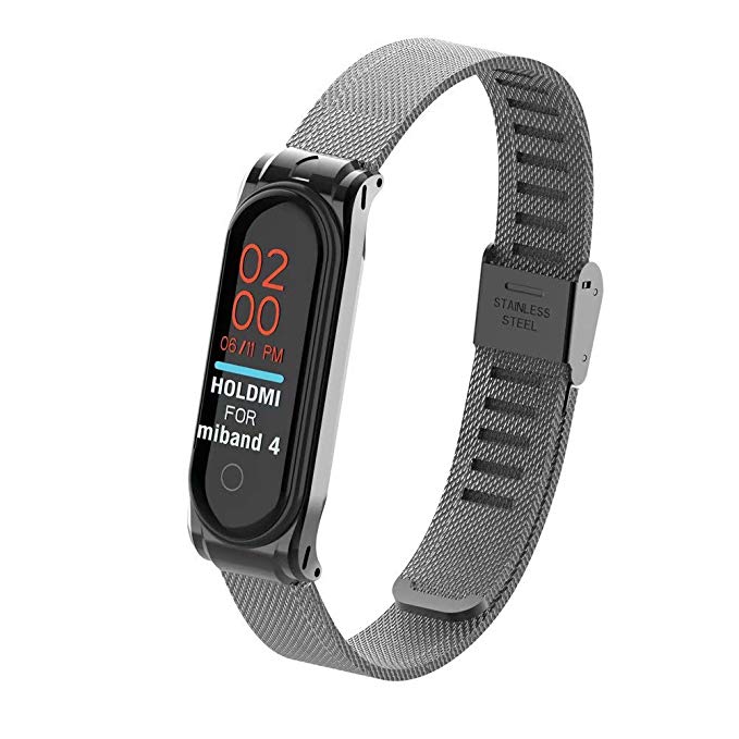 T-BLUER Xiaomi Mi Band 4/Mi Band 3 Band,Replacement Bracelet Metal Stainless Steel Strap Wristband Accessories for Xiaomi MiBand 4/MiBand 3