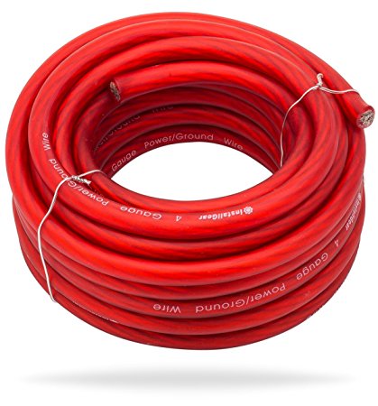 InstallGear 4 Gauge Red 25ft Power/Ground Wire True Spec and Soft Touch Cable