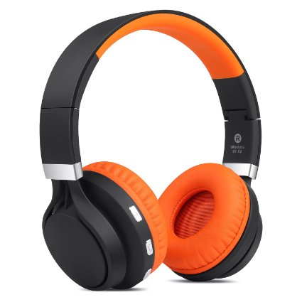Ailihen BT-02 Over-ear Wireless Bluetooth CSR 40 Headphones Foldable Stereo with Build-in MicrophoneFolding Wired Music Headsets BlackOrange