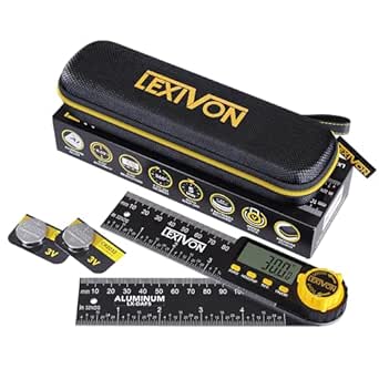 LEXIVON Aluminum Digital Angle Finder Gauge, 5-inch/130mm Multi-Purpose Protractor, Includes XL Display and Rugged Zippered Pouch (LX-DAF5)