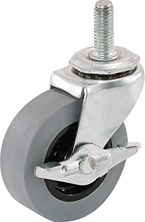 Shepherd Hardware 3259 2-1/2" Threaded Stem TPR Caster with Brake, 90-lb Load Capacity