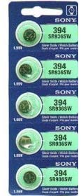 Sony Silver Oxide 1.55V Batteries Size SR936sW (394) (Pack of 5)