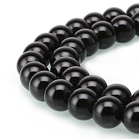 jennysun2010 Natural Black Onyx Gemstone 6mm Smooth Round Loose 60pcs Beads 1 Strand for Bracelet Necklace Earrings Jewelry Making Crafts Design Healing