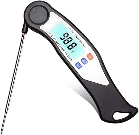 Digital Instant Read Meat Thermometer - Super Kitchen Cooking Food Thermometer for Oil Deep Fry Candy BBQ Grill and Roast Turkey [Black Color]