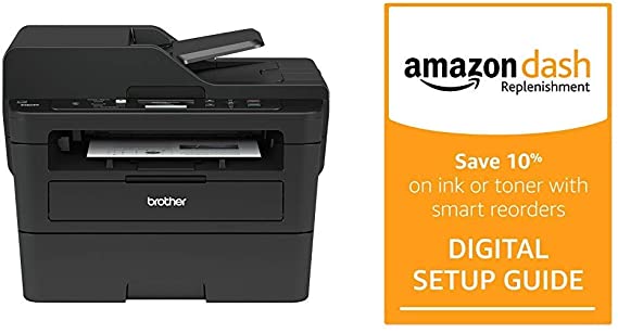 Brother Monochrome Laser Printer, Compact Multifunction Printer and Copier, DCPL2550DW, Amazon Dash Replenishment Enabled, Black, and Amazon Dash Replenishment Digital Setup Guide