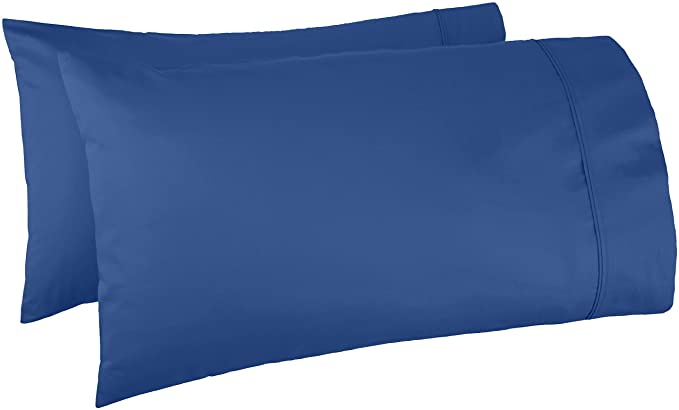 AmazonBasics 400 Thread Count Cotton Pillow Cases, King, Set of 2, Navy