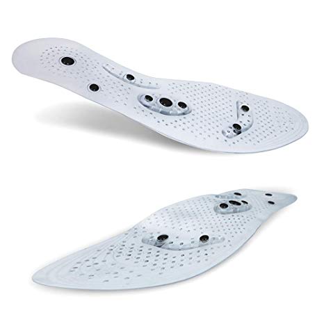Massaging Insole, Unique Acupressure Magnet Massage Foot Insole Anti-Fatigue Foot Pain Insole, Helps Burn Fat 1Pair (White)