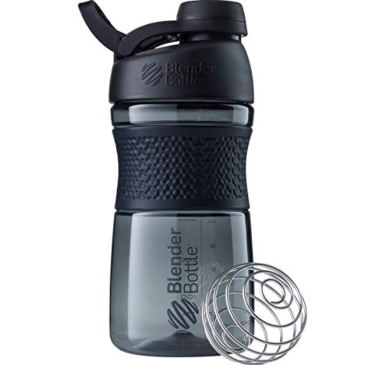 BlenderBottle SportMixer Twist Cap Tritan Grip Shaker Bottle, 20-Ounce, Black