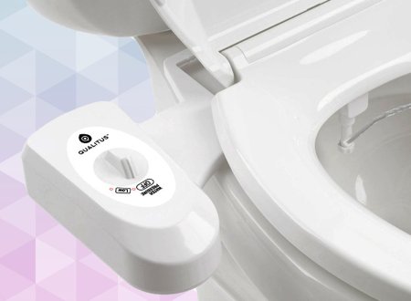Qualitus Fresh Water Non-Electric Mechanical Bidet Toilet Attachment - 3 Pressure Settings, Sanitary Nozzle, Quick & Easy Do It Yourself Install (Includes All Hoses & Adapters)