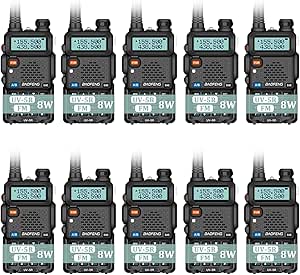 10 Pack BAOFENG BF-F8HP Walkie Talkie UV-5R 8W Two Way Radio Long Range UHF/VHF Dual Band Ham Radio for Adult Rechargeable Li-ion Battery FM