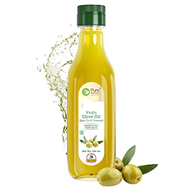 Pure Nutrition Raw Cold Pressed Virgin Olive Oil, Moisturizer for Skin & Hair, Ideal for Dressing & Garnishing - 500ml