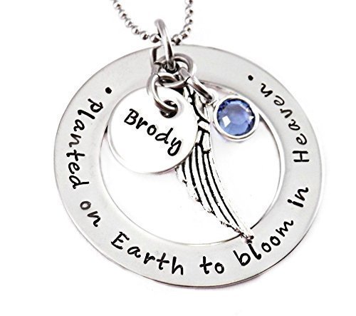Planted on Earth to Bloom in Heaven Memorial Necklace - Hand Stamped Jewelry
