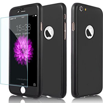 iPhone 7 Case,ATOOZ(TM) 360 Degree All-around Full Body Slim Fit Lightweight Hard Protective Skin Cover Case for iPhone 7 4.7" (Black)