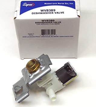 Supco WV8389 Dishwasher Water Valve Replaces Whirlpool W10158389, W10158387, 8558986, 8558987