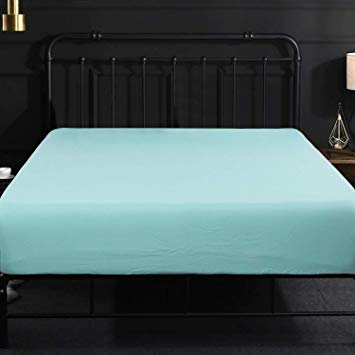 NTBAY Fitted Sheet Twin Aqua Brushed Microfiber Deep Pocket Sheet Wrinkle, Fade, Stain Resistant