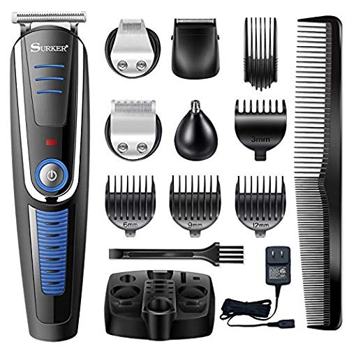 Surker Hair clippers for Men - 5 In 1 Pro Cordless Hair Trimmer Beard Trimmer Shaver Precision Trimmer Nose Hair Trimmer Rechargeable Waterproof