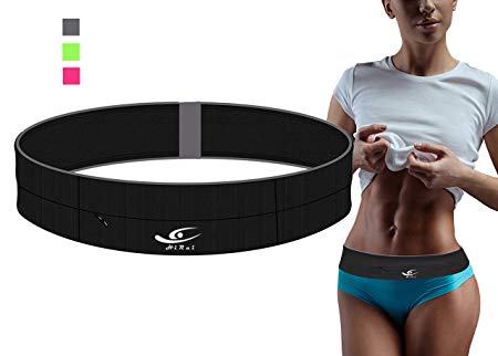 HiRui Running Belt Waist Packs Universal Fitness Accessory with 3 Pockets (1 Secure Zipper Pocket) for Holding Your Phone Money Keys and Essentials, Suitable for Travel Sports Outdoors Running Yoga